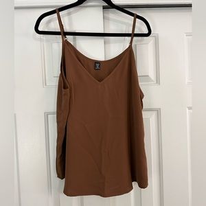 Brown colored adjustable strap tank top